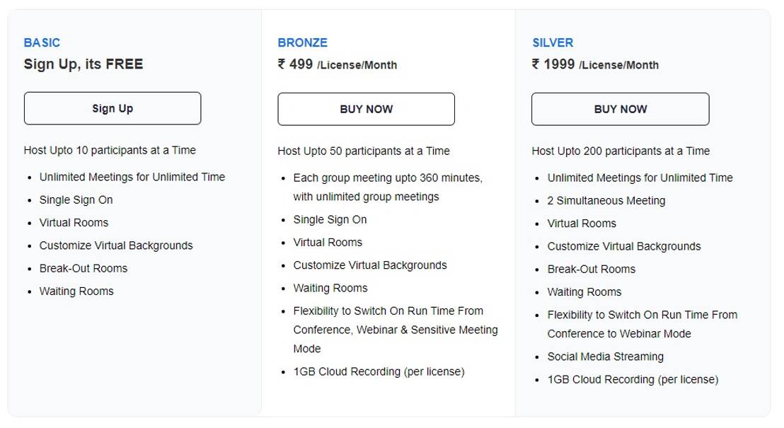 VideoMeet pricing 1