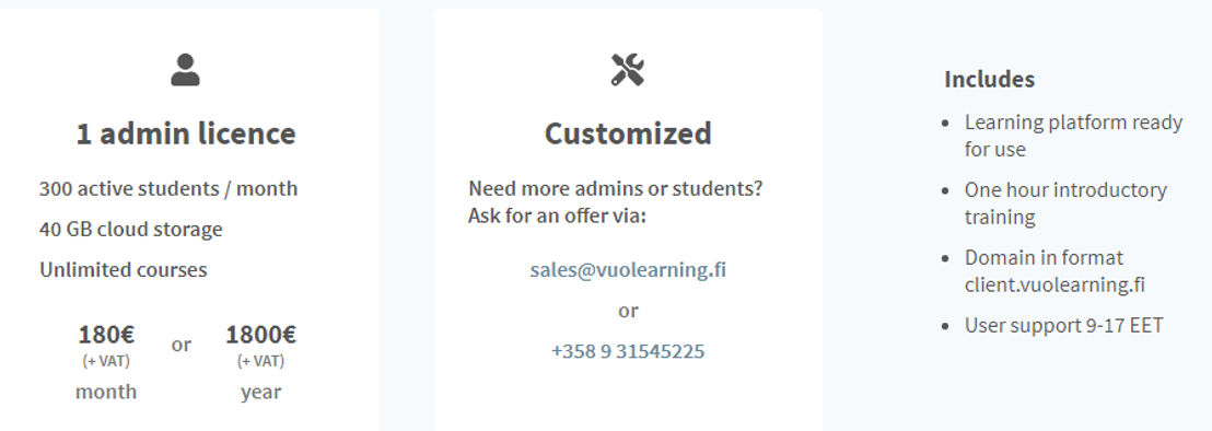 Vuolearning Pricing