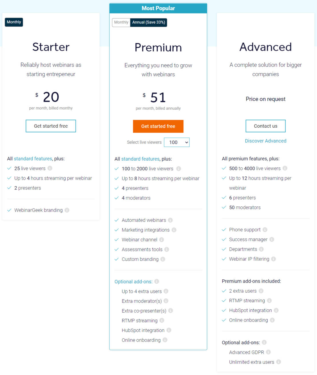 WebinarGeek pricing 1