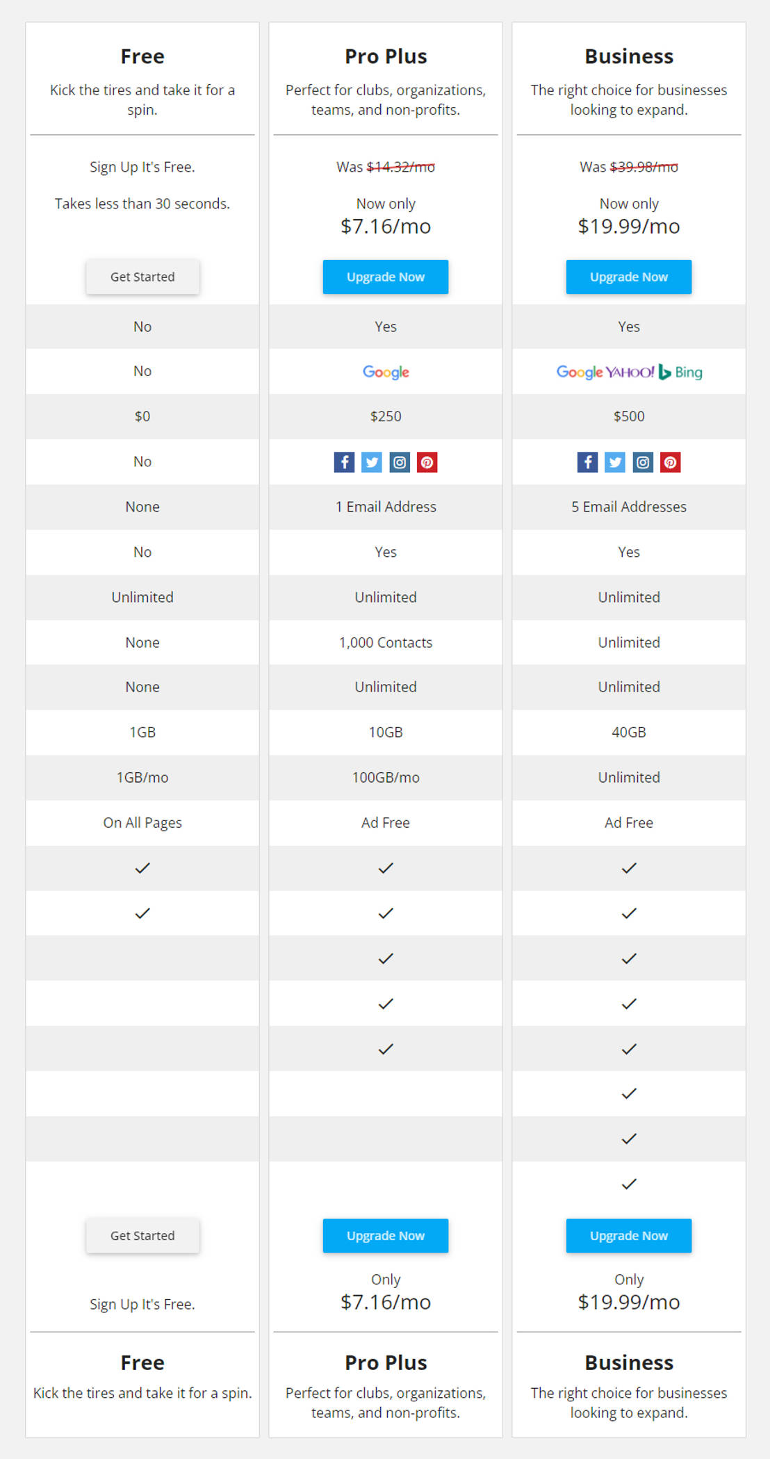 WebStarts pricing 1