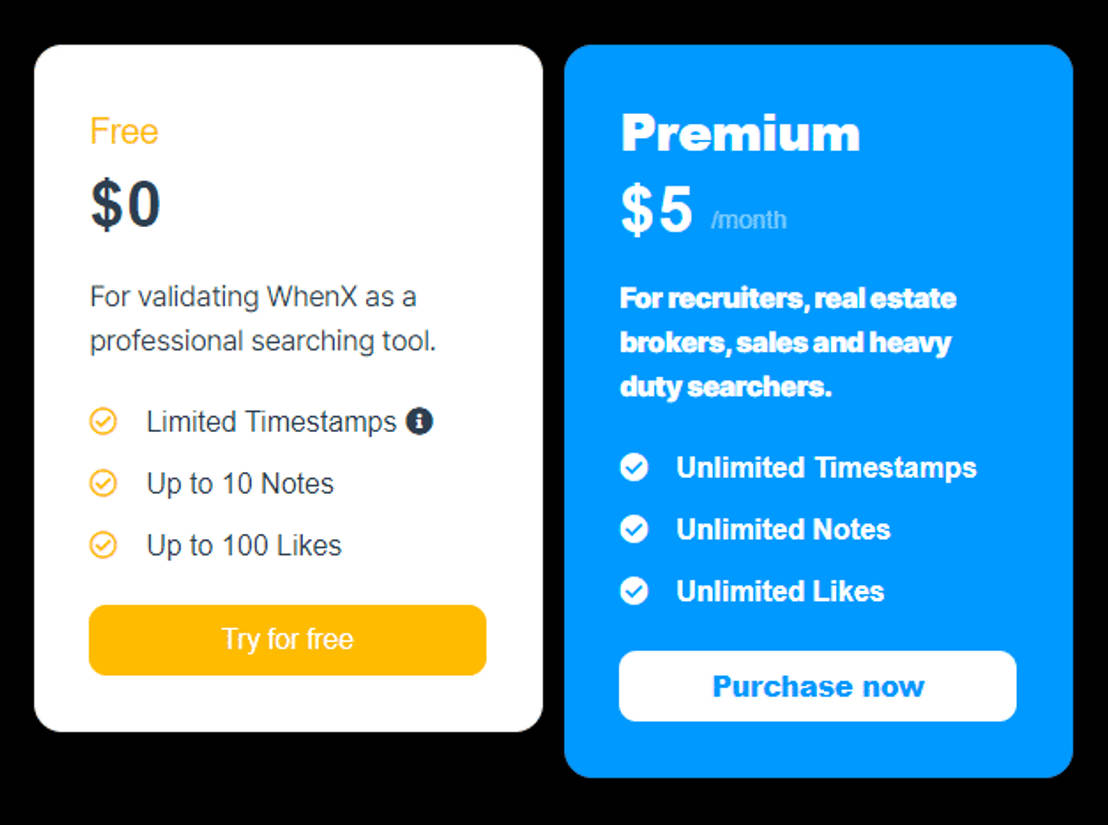 WhenX pricing 1