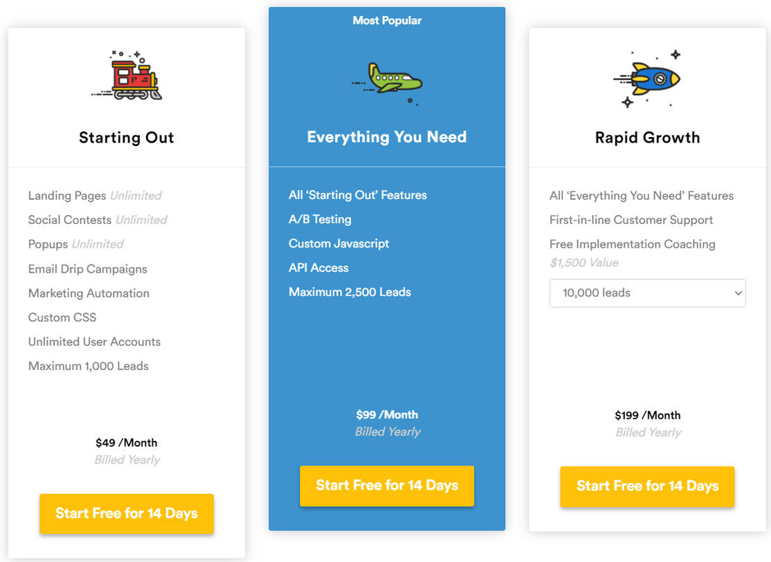 Wishpond pricing 1
