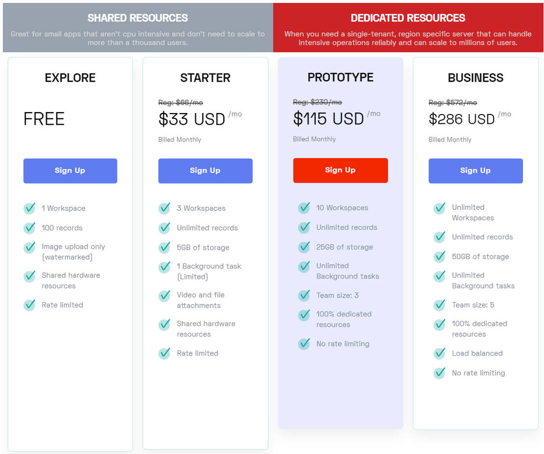 Xano pricing 1