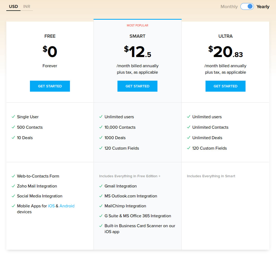 Zoho ContactManager Pricing