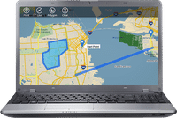 Alteryx screenshot: Alteryx showing spatial analytics on laptop