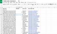 Automate.io screenshot: When the trigger event occurs, the tweet is automatically recorded in Google Sheets