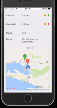 CoConstruct screenshot: Mobile GPS Timeclock