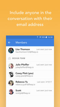 Fleep screenshot: An open platform, Fleep allows participants yet to sign up to the app to be included in conversations using their email address