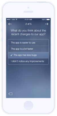 Mixpanel screenshot: Mobile surveys with Mixpanel