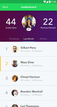 Podium screenshot: Review leaderboard for mobile