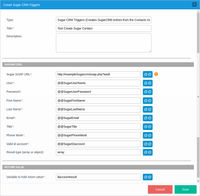 Creates SugarCRM entries from the Contacts module