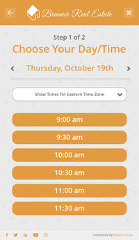 Responcierge screenshot: Set hours or availability and event durations so that customers can schedule meetings or events 