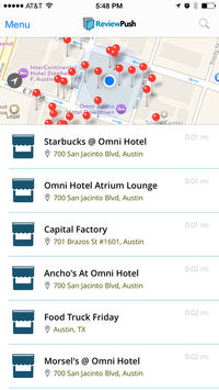 ReviewPush screenshot: ReviewPush Mobile App Map