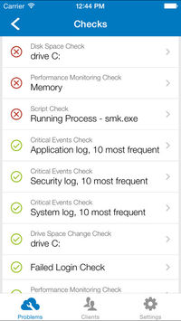 SolarWinds RMM screenshot: Failing checks can be cleared