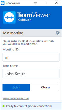 TeamViewer screenshot: Join meetings without installing software with the TeamViewer QuickJoin