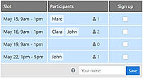Sign Up sheets