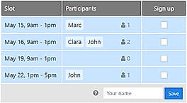 Sign Up sheets