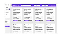 Create a database of opportunities that can be browsed and filtered