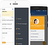 Fleep screenshot: Native mobile apps for Android and iOS devices invite users to remotely access Fleep's features from smartphone