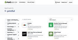 Shopify Printful App Search