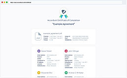 Accordium screenshot: Gain oversight and legal enforceability with a complete audit trail and certificates of completion