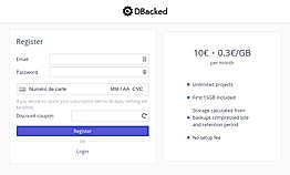 DBacked screenshot : Account Creation screenshot
