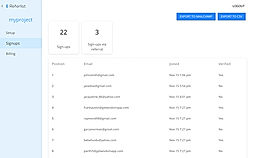 Referlist : Dashboard screenshot