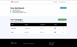 RocketProof : Dashboard screenshot