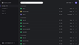 Tackleapp : Dashboard screenshot