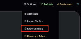 Export table