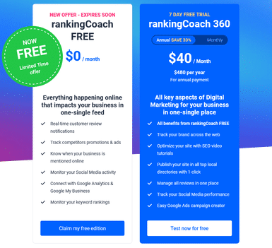 rankingCoach Pricing: Cost and Pricing plans