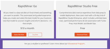 RapidMiner Pricing: Cost and Pricing plans