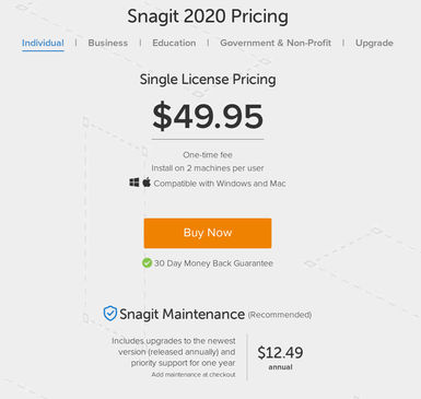 Snagit Pricing: Cost and Pricing plans