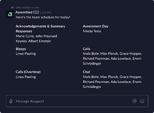 View schedules in Slack
