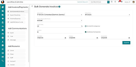 Generate Invoices screenshot