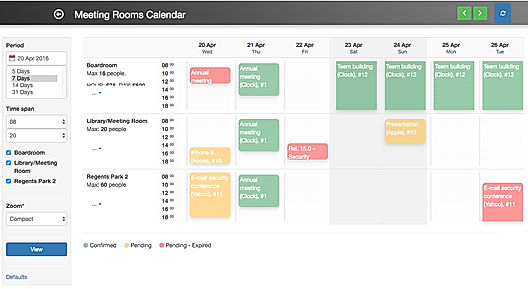 Meeting Room Bookings and Meeting Room Calendar