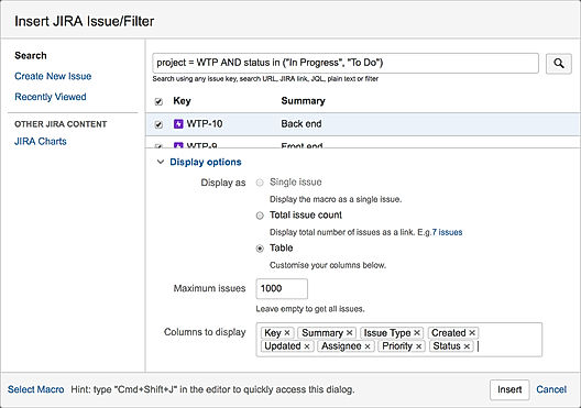 JIRA Issue Filter