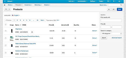 CS-Cart screenshot: Manage your product catalog & inventory with CS-Cart