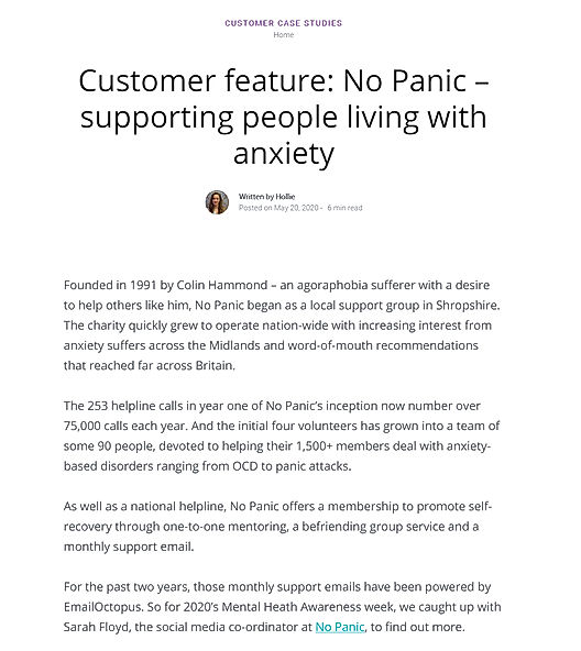 Customer feature: No Panic – supporting people living with anxiety