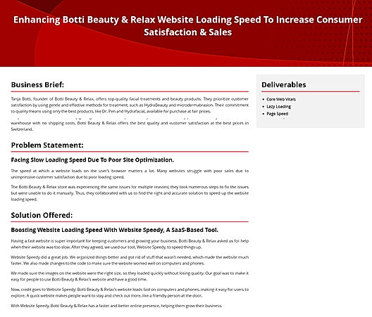 Enhancing Botti Beauty & Relax Website Loading Speed To Increase Consumer Satisfaction & Sales
