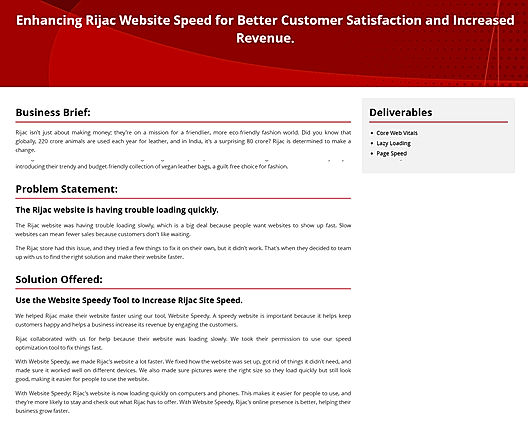Enhancing Rijac Website Speed for Better Customer Satisfaction and Increased Revenue