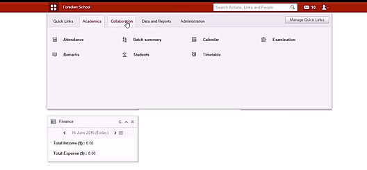 Fedena Pro screenshot: Access calendars, timetables & examination information 