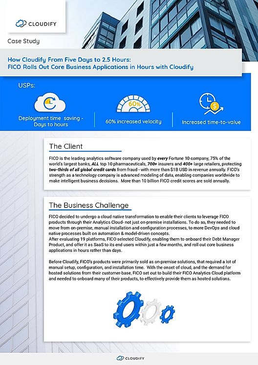 FICO Rolls Out Core Business Applications in Hours with Cloudify