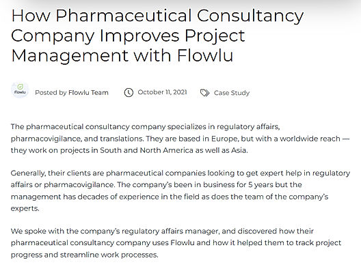 How Pharmaceutical Consultancy Company Improves Project Management with Flowlu