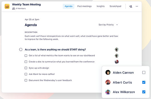 Weekly Team Meeting screenshot
