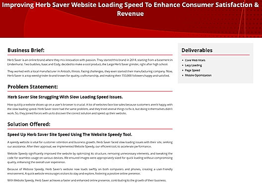 Improving Herb Saver Website Loading Speed To Enhance Consumer Satisfaction & Revenue
