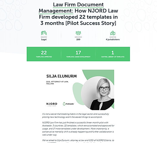 Law Firm Document Management: How NJORD Law Firm developed 22 templates in 3 months
