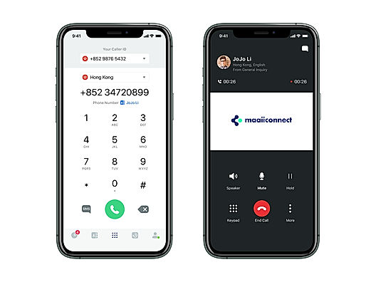 Online dial pad and call, with in-call display video screenshot