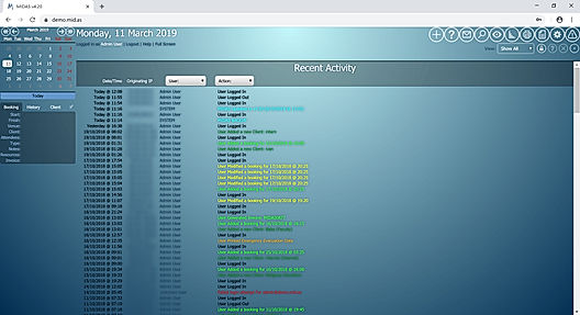 MIDAS : Recent Activity Log screenshot