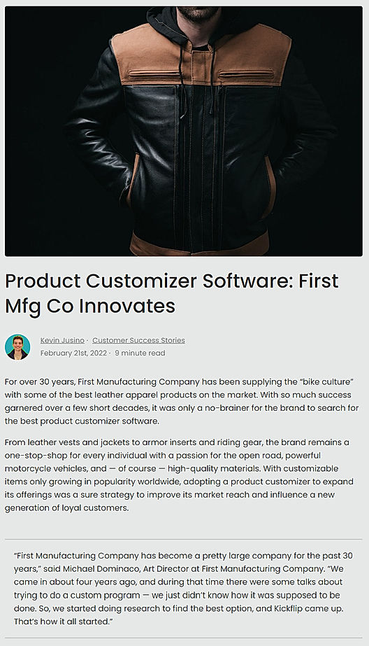 Product Customizer Software: First Mfg Co Innovates